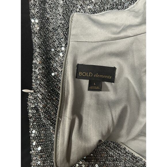 BOLD elements, Women's Jumpsuit, Black & Silver Sequin, Large, Used ALTERED - Picture 6 of 7